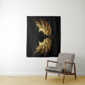 Golden Angel Wings op zwarte achtergrond Wandkleed (In situ)