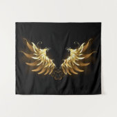 Golden Angel Wings op zwarte achtergrond Wandkleed (Voorkant (horizontaal))
