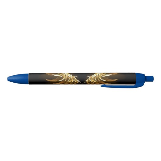Golden Angel Wings op zwarte achtergrond Zwarte Inkt Pen (Bodem)