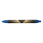 Golden Angel Wings op zwarte achtergrond Zwarte Inkt Pen (Voorkant)