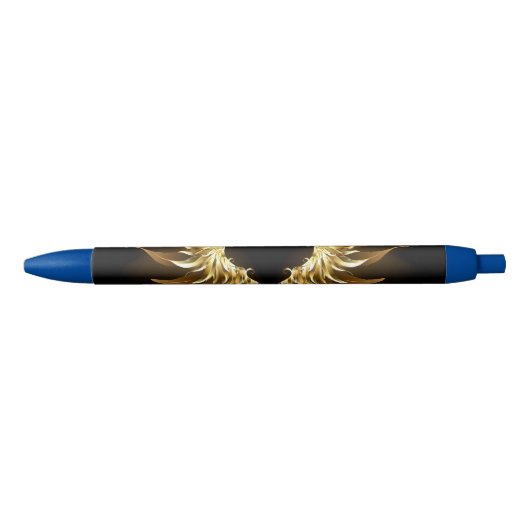 Golden Angel Wings op zwarte achtergrond Zwarte Inkt Pen (Voorkant)