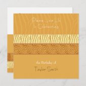 Golden Animal Pattern Birthday Invitation Kaart (Voorkant / Achterkant)