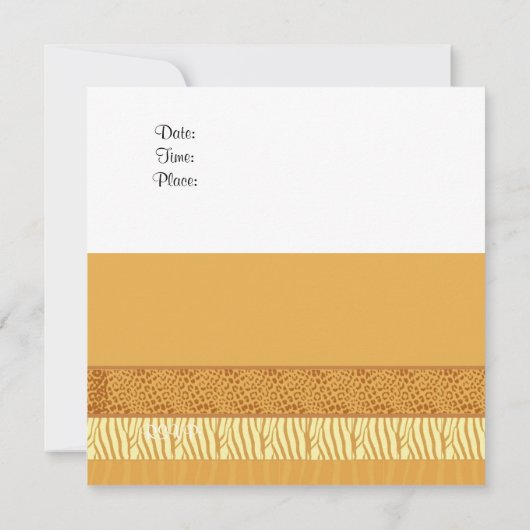 Golden Animal Pattern Birthday Invitation Kaart (Achterkant)