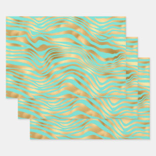 Golden Animal Print Mint achtergrond Inpakpapier Vel