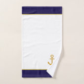 Golden anker en monogram op marinesblauw en witbad bad handdoek (Handdoek)