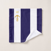Golden anker op marineblauw en witte strips bad handdoek (Wasdoekje)