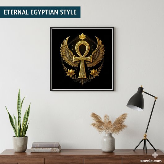 Golden Ankh Wings | Egyptische symbolische kunst Poster