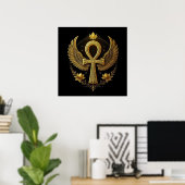 Golden Ankh Wings | Egyptische symbolische kunst Poster (Thuiskantoor)
