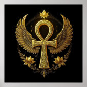 Golden Ankh Wings | Egyptische symbolische kunst Poster (Voorkant)