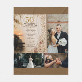 Golden Anniversary Photo Colage Fleece Blanket Deken