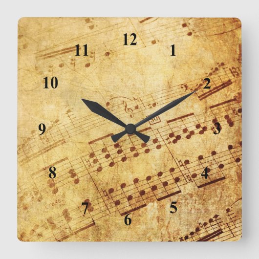 Golden  Antiek vel muziekoverzicht Vierkante Klok (Voorkant)