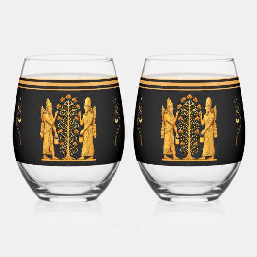 Golden Anunnaki Drinkware Set Wijnglas Zonder Voet (Achterkant)