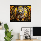 *~* Golden AP68 TIGER Fantasy Glas in lood 5:4 Poster (Thuiskantoor)