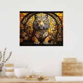 *~* Golden AP68 TIGER Fantasy Glas in lood 5:4 Poster (Keuken)