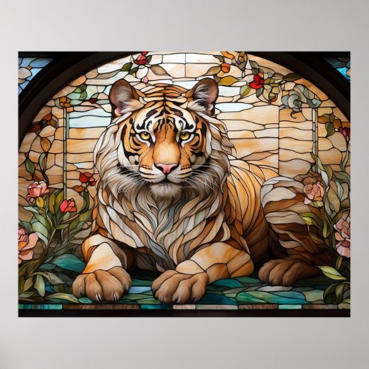 *~* Golden AP68 TIGER Glas in lood 5:4 Fantasy Poster (Voorkant)