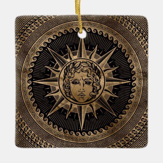 Golden Apollo Sun God op de Griekse sleutelversier Keramisch Ornament (Voorkant)