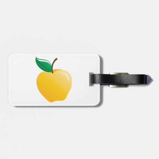 Golden Apple Bright Yellow Fruit Bagagelabel (Achterkant horizontaal)