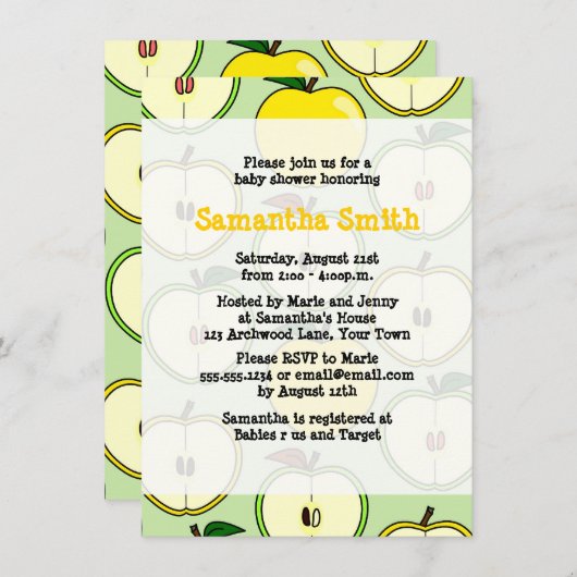 Golden Apple - Uitnodiging tot Baby shower (Voorkant / Achterkant)