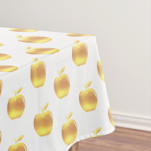 Golden Apples on White Tablecloth Tafelkleed (Voorbeeld)