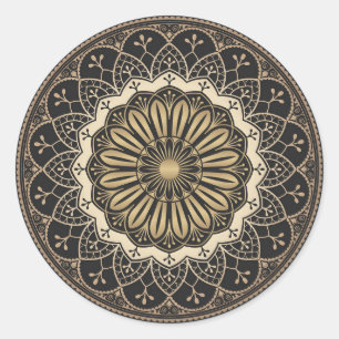 Golden arabesque mandala patroon ronde sticker