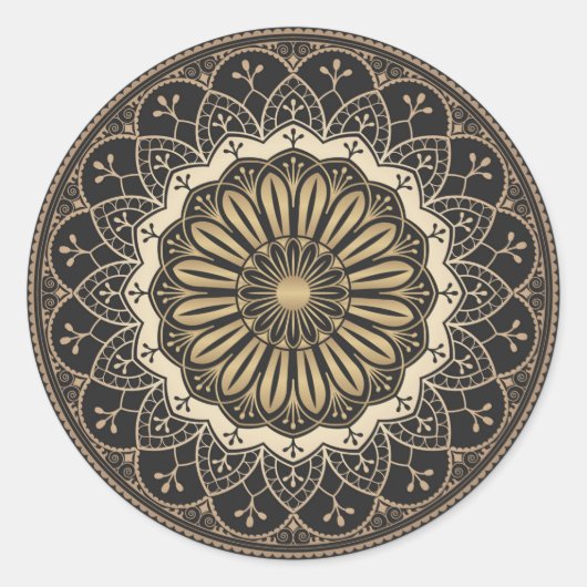 Golden arabesque mandala patroon ronde sticker (Voorkant)