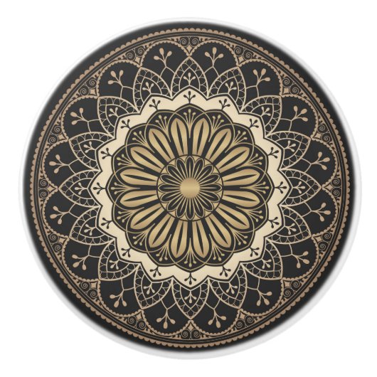 Golden arabesque mandala pattern  keramische knop (Voorkant)