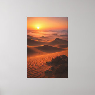 Golden Arabian Desert Dawn – Cinematic Landscape Canvas Afdruk