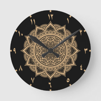 Golden Arabic Numbers Mandala Ronde Klok