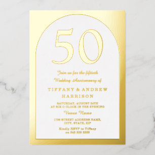Golden Arch 50th Wedding Jubileum Gold Folie Uitnodiging