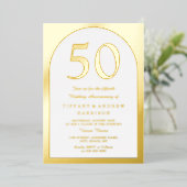 Golden Arch 50th Wedding Jubileum Gold Folie Uitnodiging (Staand Voorkant)