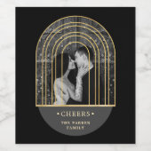 Golden Arch | Zwarte en grijze fotokasten Wijn Etiket (Enkel label)