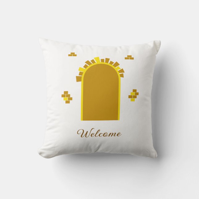 Golden Archway Portal – Minimalist Abstract Design Kussen (Voorkant)