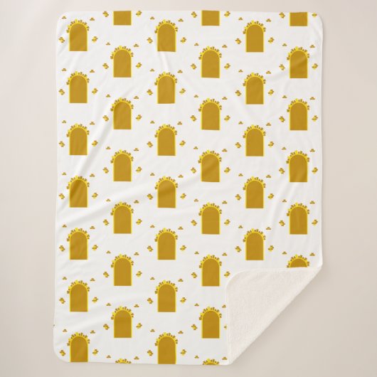 Golden Archway Portal – Minimalist Abstract Sherpa Deken (Voorkant)