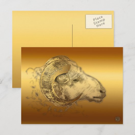 Golden Aries Westerne Chinese astrologie Briefkaart (Voorkant / Achterkant)