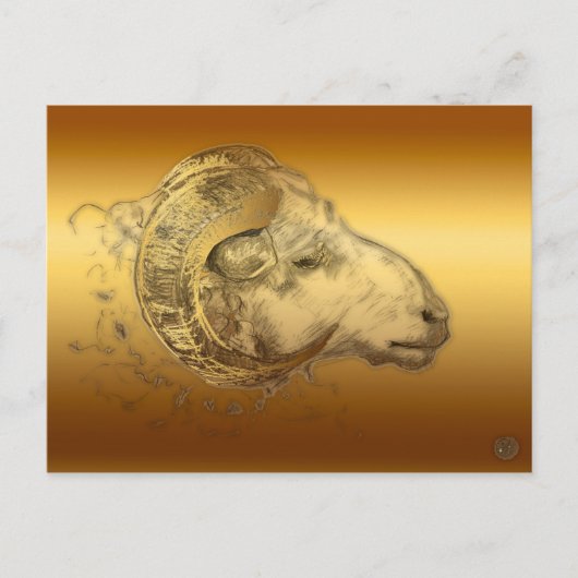 Golden Aries Westerne Chinese astrologie Briefkaart (Voorkant)