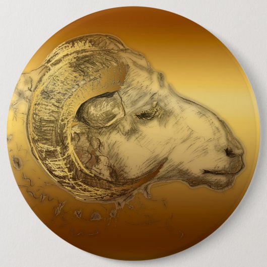 Golden Aries Westerne Chinese astrologie Ronde Button 6,0 Cm (Voorkant)
