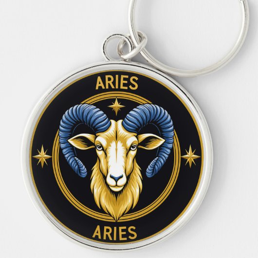 Golden Aries Zodiac Shield Sleutelhanger (Voorkant)