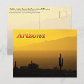 Golden Arizona Sunset with Saquaro Cactus Briefkaart (Voorkant / Achterkant)