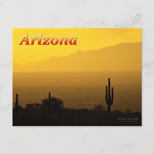 Golden Arizona Sunset with Saquaro Cactus Briefkaart (Voorkant)
