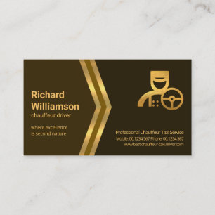 Golden Arrows Brown Shades Chauffeur Taxi Visitekaartje