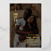 Golden Arrows en Date Photo Weddenschap Gold Folie Uitnodiging (Voorkant)