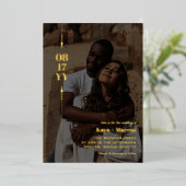 Golden Arrows en Date Photo Weddenschap Gold Folie Uitnodiging (Staand Voorkant)