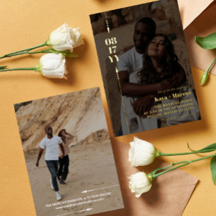 Golden Arrows en Date Photo Weddenschap Gold Folie Uitnodiging