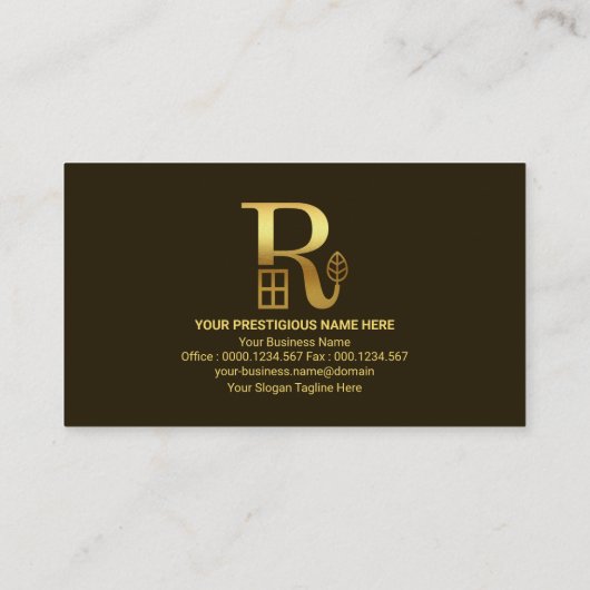 Golden Arrows Letter-R Real Estate Agent Realtor Visitekaartje (Achterkant)