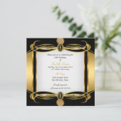 Golden Art Deco Black White Pearl Birthday Party Kaart (Staand voorkant)