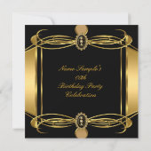 Golden Art Deco Black White Pearl Birthday Party Kaart (Achterkant)