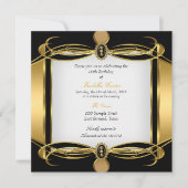 Golden Art Deco Black White Pearl Birthday Party Kaart (Voorkant)