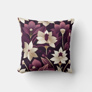 Golden Art Deco Bloemen Bourgogne Kussen