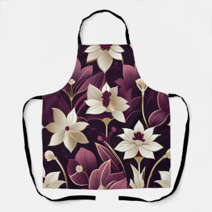 Golden Art Deco Bloemen Bourgogne Schort
