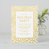 Golden Art Deco Holiday Party Folie Uitnodiging (Staand Voorkant)